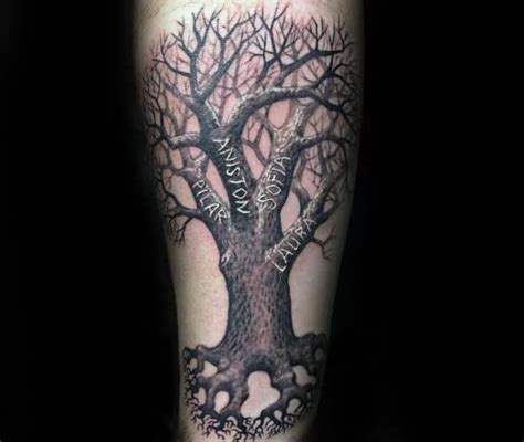 family tree leg tattoos for guys