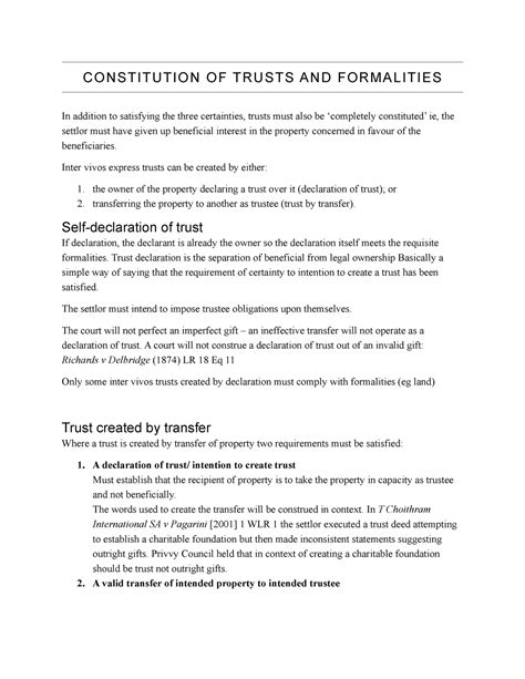 family trust constitution sample