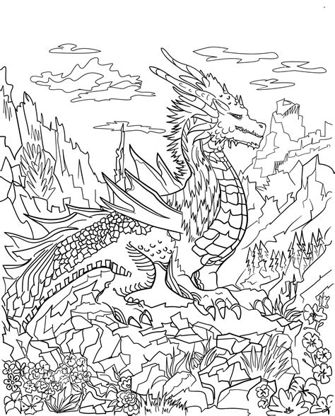 fantasy dragon coloring activity worksheet