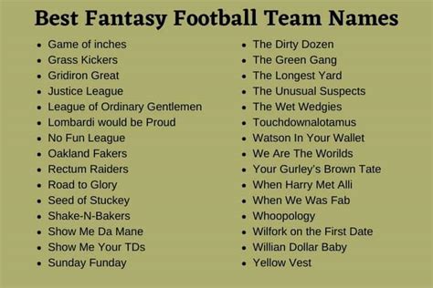 fantasy league football team names