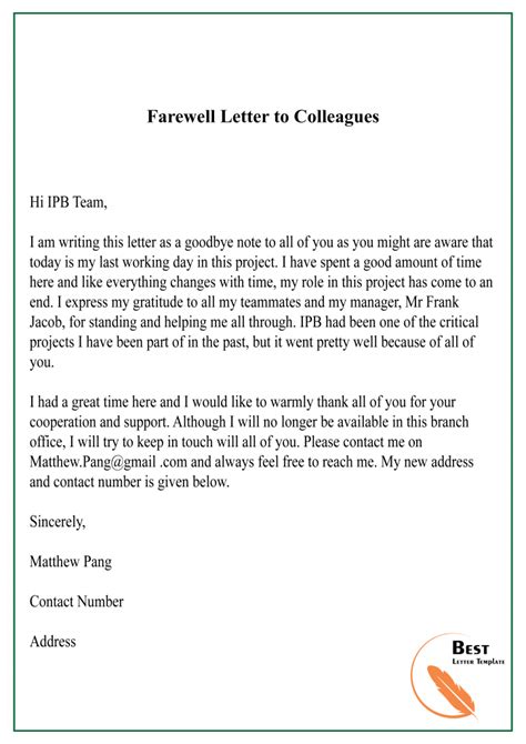 Writing a Touching Farewell Letter to Colleagues with Examples 6+ in