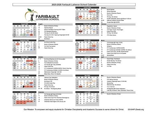 Faribault School Calendar