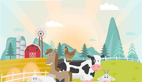Farm Background with Animals Stock Illustration - Illustration of farm