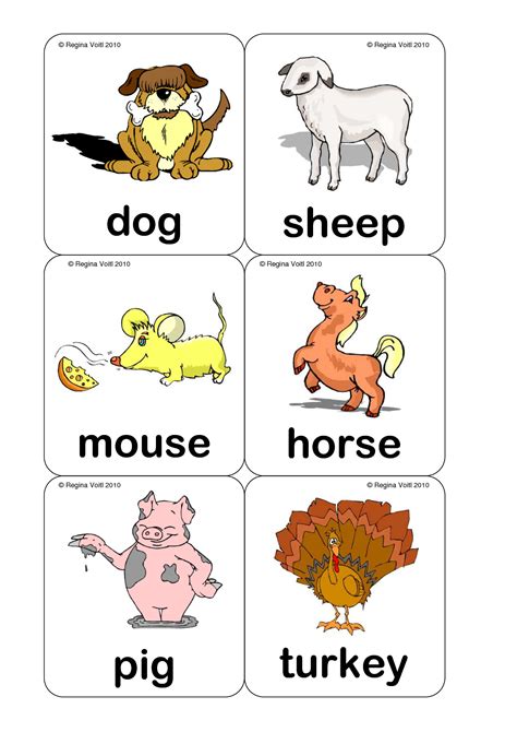 Farm Animal Flash Cards Printable Animal flashcards, Farm animals pictures, Farm animals