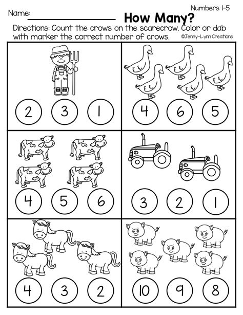 farm math worksheets for preschoolers
