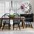 farmhouse dining table with black chairs