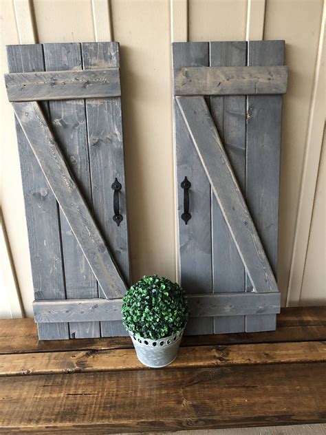Farmhouse Window Frame with Shutters and Lamb's Ear Wreath Shutter