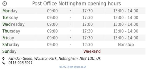 farndon post office opening times
