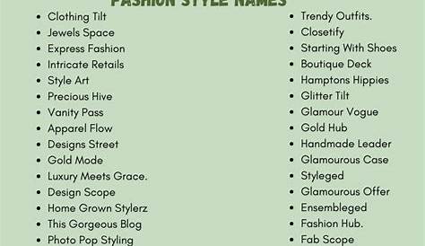 Fashion Trends Names