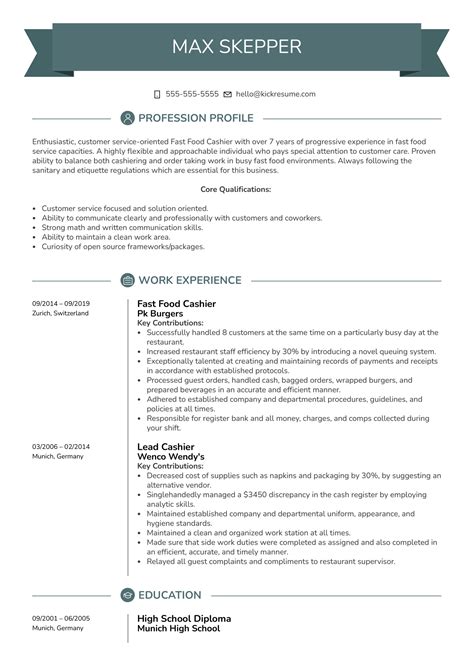 Cashier Resume Template 9+ Free Word, Excel, PDF, PSD