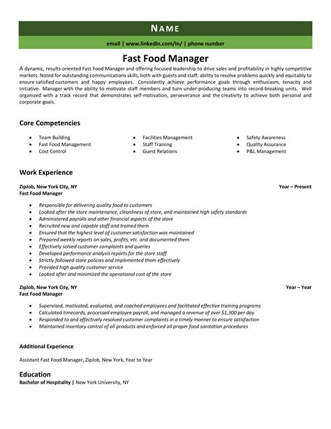 Fast Food Manager Resume & Writing Guide +12 Examples 2020