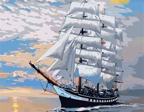 Ship Paint By Number Kits PBN Kits of Pirate Ships and Sailing Boats