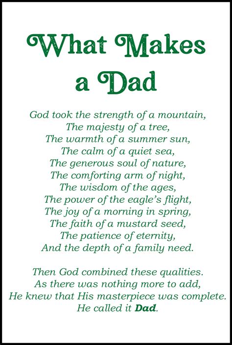 father's day poems printable