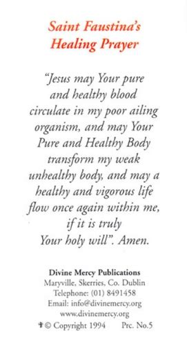 Faustina Healing Prayer