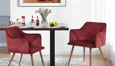 Petits fauteuils de table en velours rouge GINGER par 2