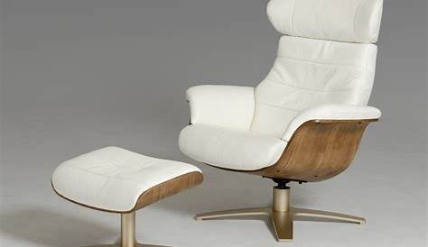 Fauteuil Relax MARTINA, design exclusif, en cuir, blanc