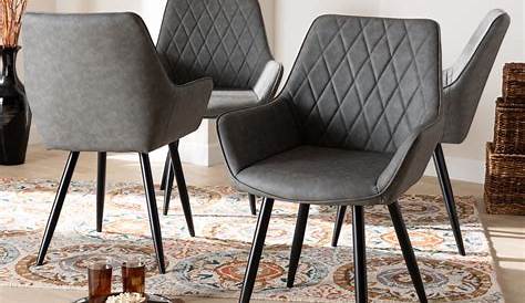 Faux Leather Dining Chairs Dark Grey Cremter In Pair FiF