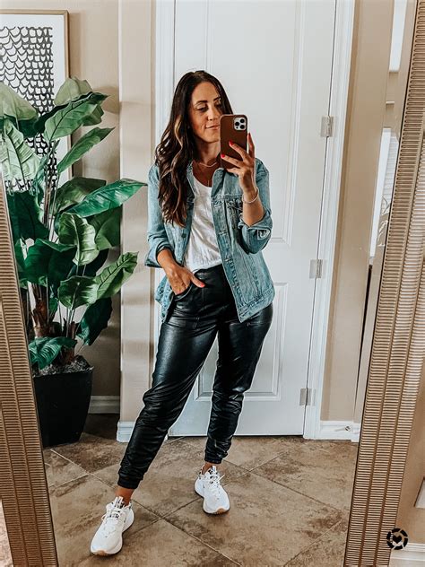 target faux leather joggers, target fall outfit Blushing Rose Style Blog
