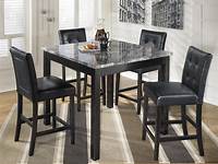 Modern Dining 5p Set Faux Marble Pub Table & Counter Height Uph Stools