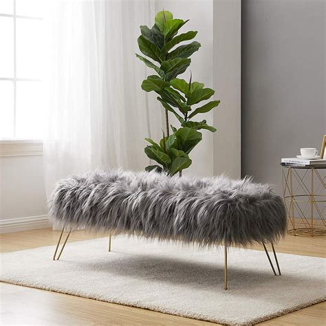 Experience Luxurious Comfort with our Trendy Faux Fur Bench