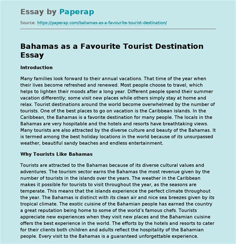 Favourite Tourist Destination Essay
