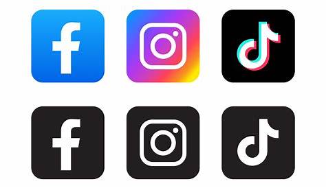 Facebook Twitter Youtube Instagram Tik Tok Logo Stock Illustrations