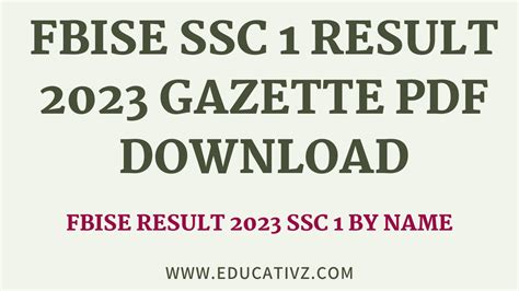 fbise ssc 1 result 2023 gazette