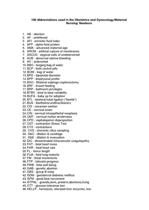 fca medical abbreviation obgyn