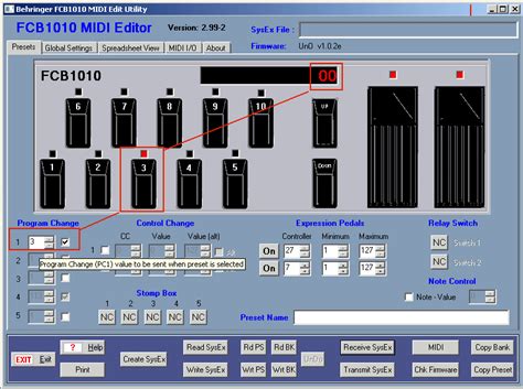 fcb1010 midi editing software