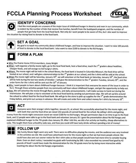 fccla five steps planning process