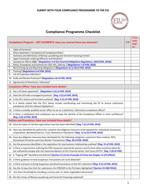 fcpa compliance program checklist