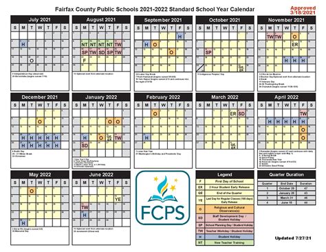 fcps 2021 2022 calendar