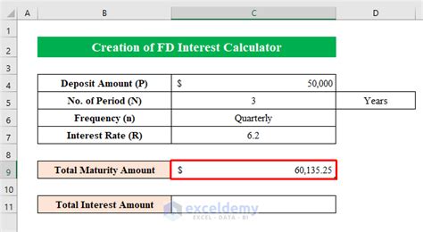 fd calculator in excel formula