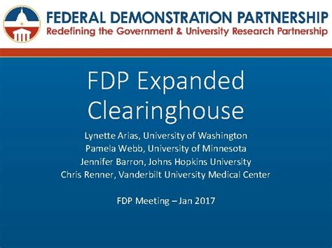 fdp expanded clearinghouse participants