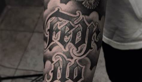Tattoo uploaded by tattoobeez • Fear no evil ! Custom lettering by