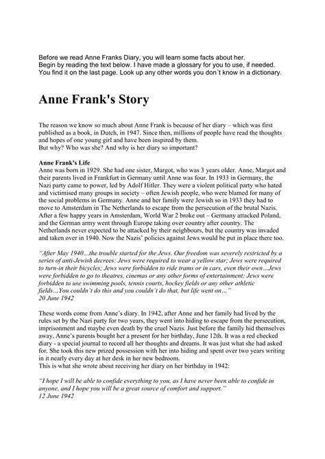 fear short story by anne frank