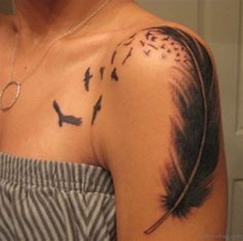 40 Excellent Feather Tattoos On Shoulder