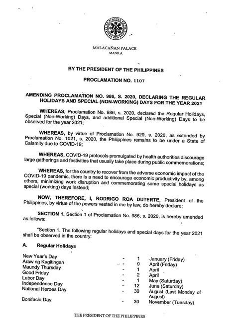 feb 9 holiday philippines proclamation