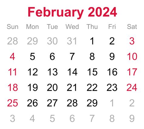 Feb Month Calendar 2024