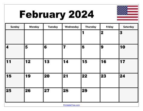February 2024 Calendar With Holidays Printable
