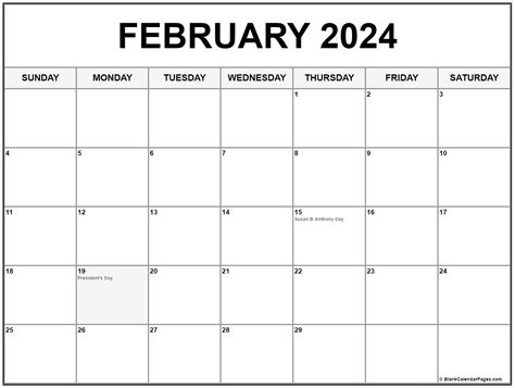February 2024 Calendar With Holidays Usa
