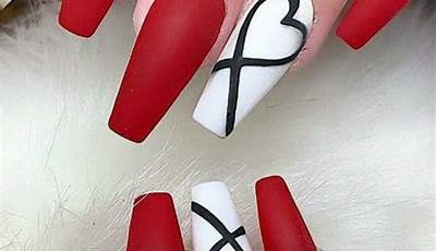 February Nails Ideas Valentines Day Pink And Black