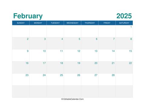 February 2025 Calendar With Holidays [Free Template] Free Printable Calendar Canada 20242025