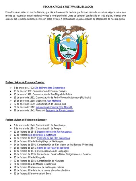 fechas civicas de diciembre ecuador