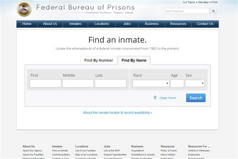 federal bureau of prisons inmate search