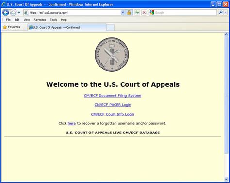 federal circuit court of appeals ecf login
