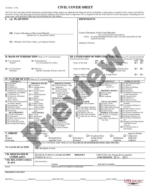 federal court civil cover case sheet