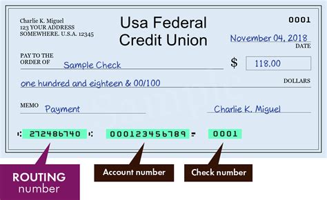 federal credit union bank routing number