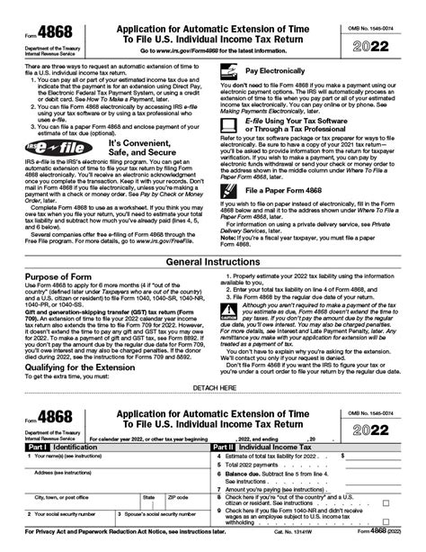 federal irs extension form