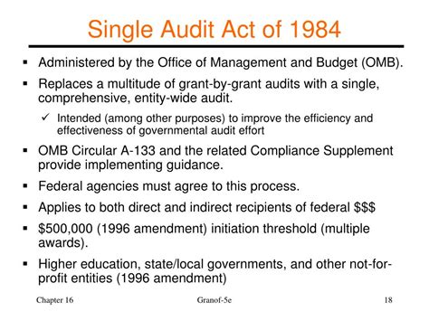 federal single audit act of 1984